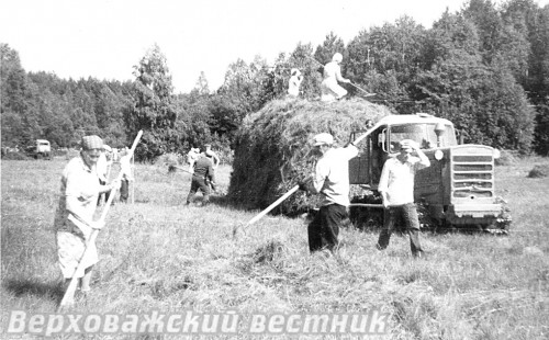 В 80-е годы шефская помощь районных предприятий и организаций колхозам была в порядке вещей. Участвовать в сенокосе не считали зазорным ни секретари райкома партии, ни служащие аппарата райисполкома